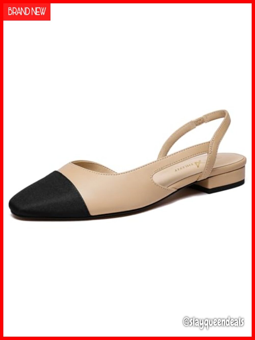 Slingback Flats Square Toe Ballet Work Dress Shoes Faux Leather